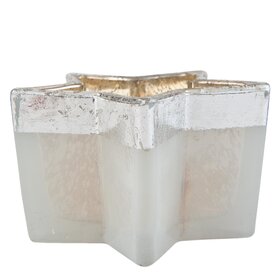 Clayre&amp;Eef |Theelichthouder | 11*10*6 cm	| zilver-wit