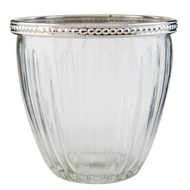 Clayre &amp; Eef  | Theelichthouder  |11*10 | zilver-glas