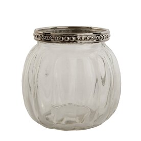 Clayre &amp; Eef  | Theelichthouder  |7*7 | zilver-glas