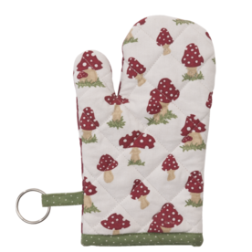 Clayre &amp; Eef  | Ovenhandschoen kind  |12*21 | paddestoel rood en groen