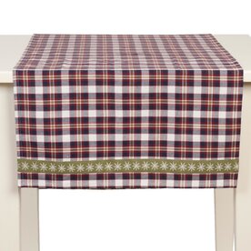 Clayre&amp;Eef | Tafelloper | 50*140 cm	| blauw kerst