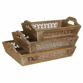 Clayre &amp; Eef | Dienbladenset (3) |  54x36x15/50x31x15/45x26x15 CM