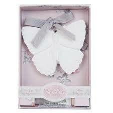 Clayre&amp;Eef | Geursteen Iris Vlinder | 9*2*13 cm | wit