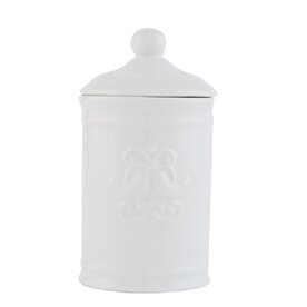 Clayre &amp; Eef |Voorraadpot  | &Oslash;8*15cm	| wit