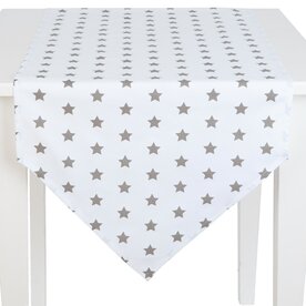 Clayre&amp;Eef | Tafelloper | 50*160 cm | Sterren Taupe