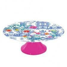 Ginger Lifestyle Melamine Cake Stand Secret Garden Blue