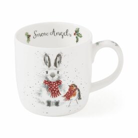 Wrendale Designs Becher &#039;Snow Angels&#039; -  Kaninchen und Rotkehlchen