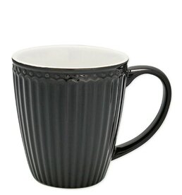 GreenGate Mok / Mug Alice Dark Grey H: 9,5 cm