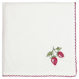 GreenGate-Cotton-Napkin-Strawberry-Red-w/embroidery