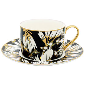 GreenGate Kop &amp; Schotel / Cup &amp; saucer Florette black