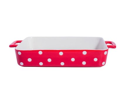 Isabelle Rose Ovenschaal Rood Polkadot Large 38,5*23,5*6,5cm