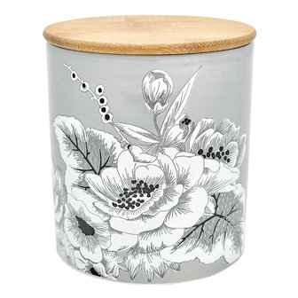 GreenGate Stoneware Storage Jar With Wooden Lid Felicity Grey H: 12,7 cm