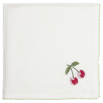 GreenGate-Cotton-Napkin-Cherry-Berry-White-w/embroidery