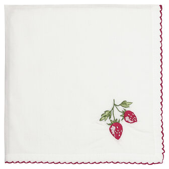 GreenGate-Cotton-Napkin-Strawberry-Red-w/embroidery