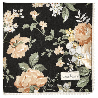 GreenGate Josephine Black Cotton Napkin with Lace