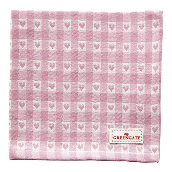 GreenGate Servet / Napkin Heart Petit Pale Pink 40x40cm