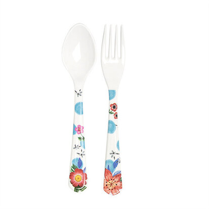 Ginger Lifestyle Melamine Lepel & Vork Summer Blossom Blue Dots