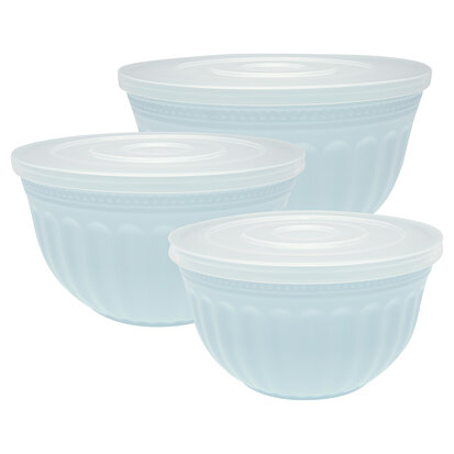 GreenGate Kommen set met deksel / Bowl w/lid Alice pale blue set of 3