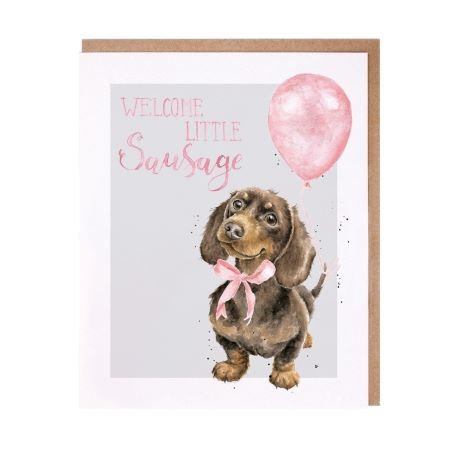 Wrendale_geboortekaart_Meisje_Welcome_Little_Sausage