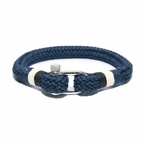 Blauw Geweven Armband met Zwart/Wit/Blauw Touw | Frank 1967