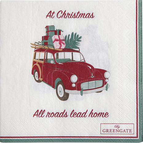 GreenGate_Christmas_car_white_Paper_Napkin_Papieren_servet_www.sfeerscent.nl