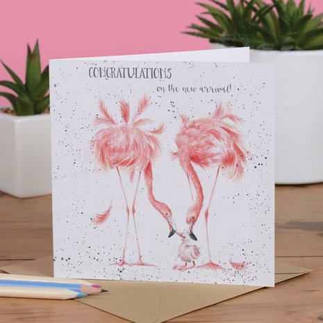 Wrendale_Designs_Geboortekaart_Flamingo