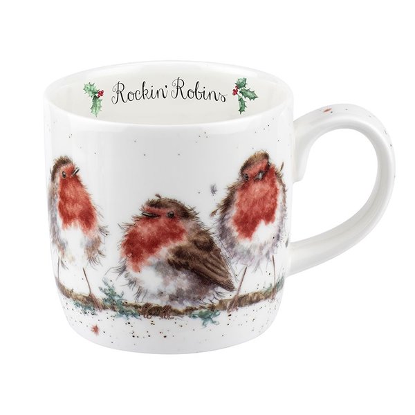 Wrendale_Designs_Kerst_mok_Roodborstje_Rockin_Robins_Mug