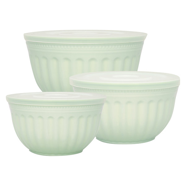 GreenGate Kommen set met deksel  Bowl wlid Alice pale green set of 3