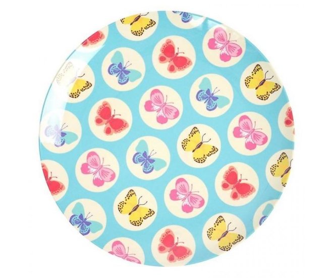 Ginger Lifestyle Melamine Lunch / Ontbijt bord Happy_Butterflies_Blue