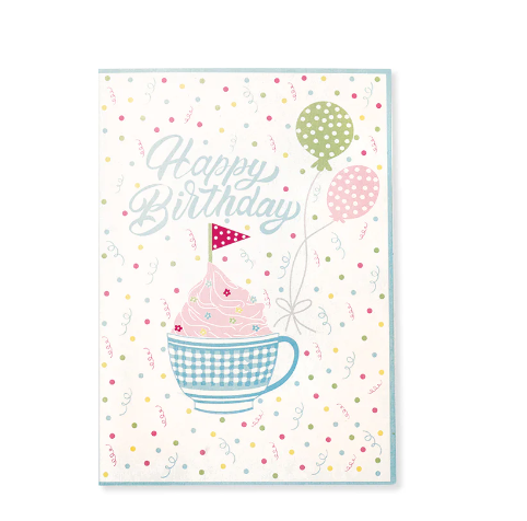 GreenGate Card and envelope Alma birthday white L 6 pcs