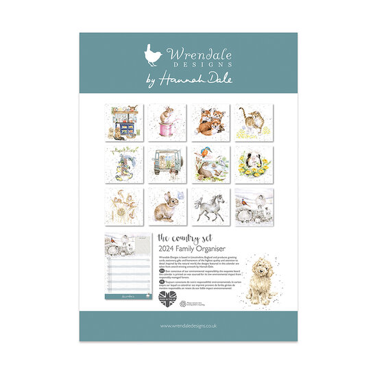Wrendale Designs Familienkalender 2024 - The Country set - Country Animal