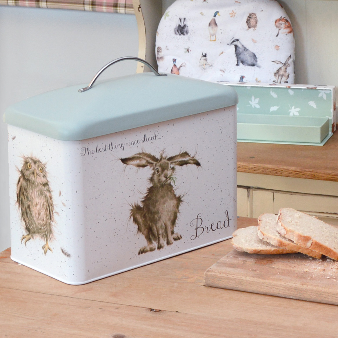 Wrendale Designs Broodtrommel Mint met schattige dierenprint - Sfeer &