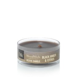 WoodWick Black Amber & Citrus Petit Travel Candle