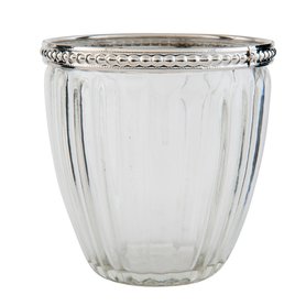 Clayre & Eef | Teelichthalter |8*9 | Silber-Glas | 6GL1454