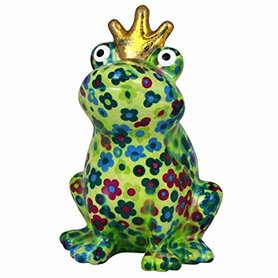 Pomme-Pidou Spaarpot King Frog - Kikker Theo Lichtgroen met bloemen Pomme-Pidou Spaarpot King Frog - Kikker Theo Lichtgroen met bloemen