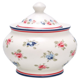 GreenGate Stoneware Suikerpot / Sugar Pot Round Hailey White H: 10cm GreenGate Stoneware Suikerpot / Sugar Pot Round Hailey White H: 10cm