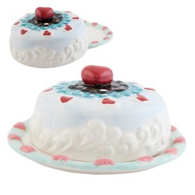 Clayre & Eef | Cake Stand | Ø 19 * 9 cm | Ceramic Blue
