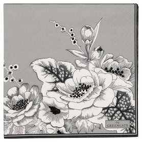 GreenGate Papieren Servet / Paper Napkin Felicity Grey large 20pcs GreenGate Papieren Servet / Paper Napkin Felicity Grey large 20pcs