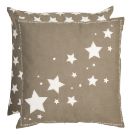 Clayre&Eef   | Kussenhoes  | 50*50 cm	| taupe sterren Clayre&Eef   | Kussenhoes  | 50*50 cm	| taupe sterren