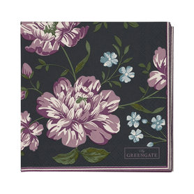 GreenGate Papieren Servet / Paper Napkin Penelope Dark Grey 20pcs Small 25x25cm GreenGate Papieren Servet / Paper Napkin Penelope Dark Grey 20pcs Small 25x25cm