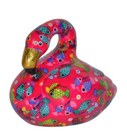 Pomme-Pidou Spaarpot Flamingo Lilly Fuchsia met Vissen Pomme-Pidou Spaarpot Flamingo Lilly Fuchsia met Vissen