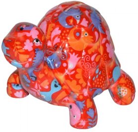 Pomme-Pidou Spaarpot Schildpad Quickie rood met dieren Pomme-Pidou Spaarpot Schildpad Quickie rood met dieren