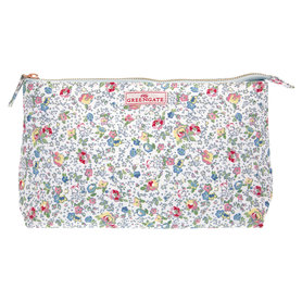 GreenGate Toilettas / Cosmetic bag Vivianne White Large 15x26cm GreenGate Toilettas / Cosmetic bag Vivianne White Large 15x26cm
