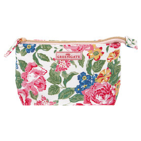 GreenGate Toilettas / Cosmetic bag Emmaline White Small 11x18cm GreenGate Toilettas / Cosmetic bag Emmaline White Small 11x18cm