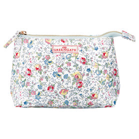 GreenGate Toilettas / Cosmetic bag Vivianne White Small 11x18cm GreenGate Toilettas / Cosmetic bag Vivianne White Small 11x18cm