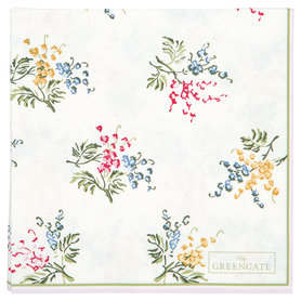 GreenGate Papieren Servet / Paper Napkin Mira White 20pcs Small 25x25cm GreenGate Papieren Servet / Paper Napkin Mira White 20pcs Small 25x25cm