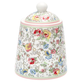 GreenGate Suikerpot / Sugar Pot Vivianne White H: 10cm GreenGate Suikerpot / Sugar Pot Vivianne White H: 10cm