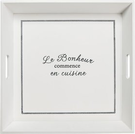 Clayre&Eef  | Tablett  | 43*43*6 cm	| Weiß Holz