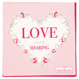 GreenGate Papieren Servet / Paper Napkin Love White 20pcs Small 25x25cm GreenGate Papieren Servet / Paper Napkin Love White 20pcs Small 25x25cm