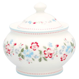 GreenGate Suikerpot / Sugar Pot Round Sonia White H: 10cm GreenGate Suikerpot / Sugar Pot Round Sonia White H: 10cm